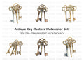 Vintage Gold Keys Clipart Bundle