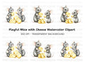 Cute Mice Family with Cheese Clipart Bundle