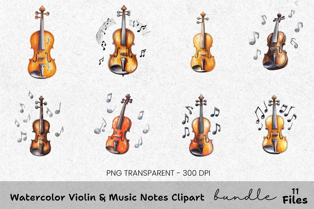 Violin Music Notes Clipart Bundle