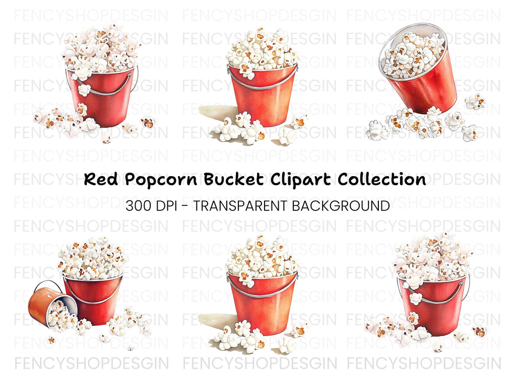 Popcorn Buckets Clipart Bundle