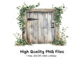 Rustic Wooden Door with Greenery Clipart Bundle