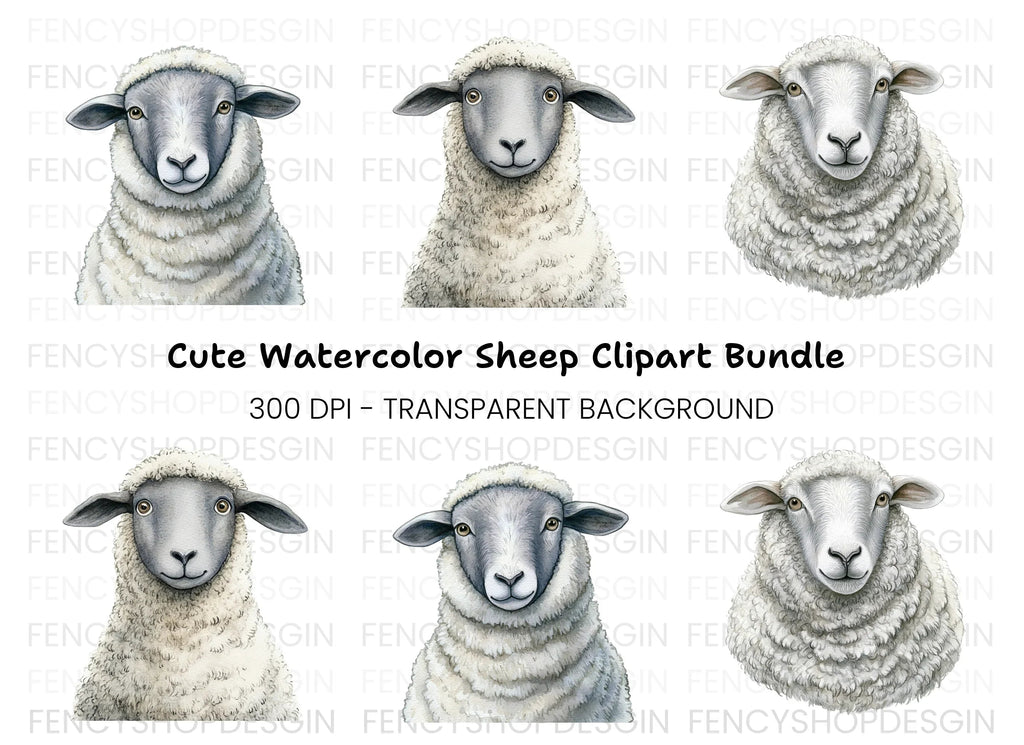 Grey Faced Sheep Clipart Bundle