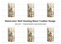 Autumn Wolf Howling at Moon Tumbler Clipart Bundle