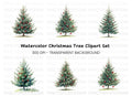 Festive Christmas Trees with Ornaments Clipart Bundle