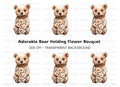 Sweet Baby Bear Holding Flowers Clipart Bundle