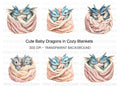 Cute Baby Dragons in Knitted Blanket Clipart Bundle