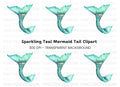 Sparkling Teal Mermaid Tail Clipart Bundle
