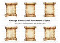 Aged Parchment Scroll Clipart Bundle