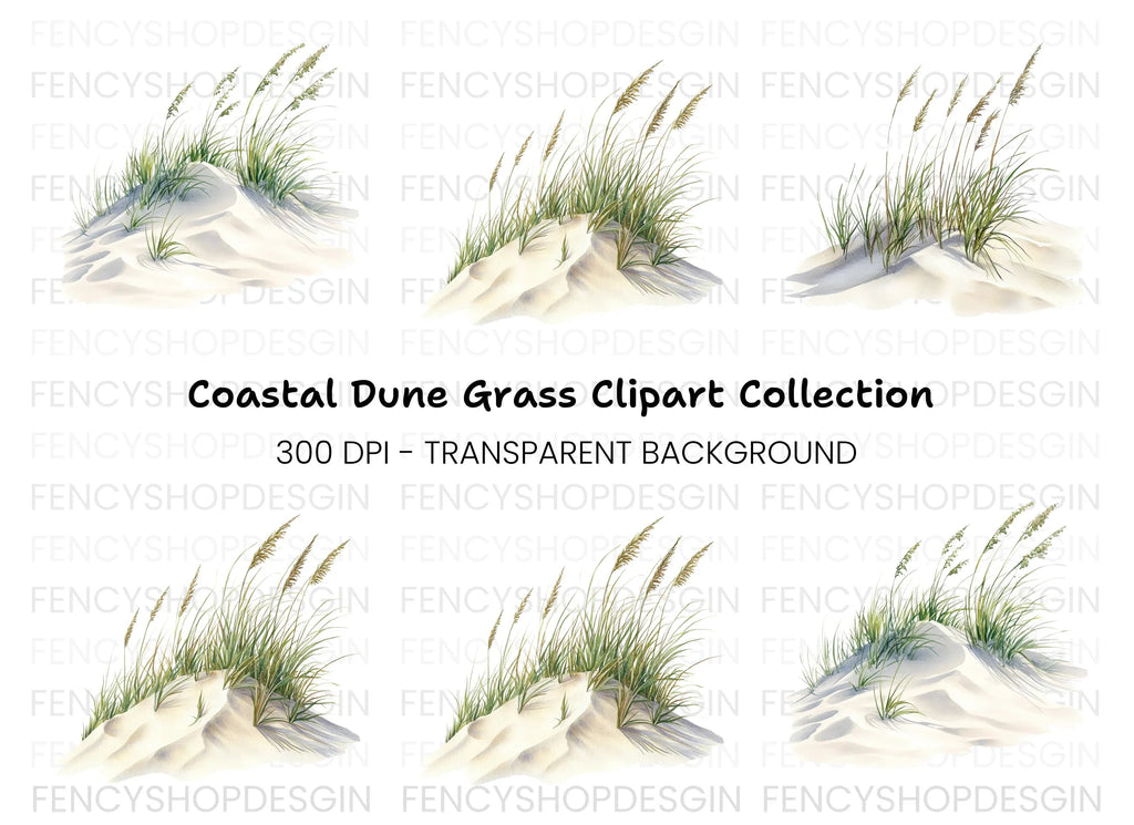 Beach Dune Grass Sand Clipart Bundle