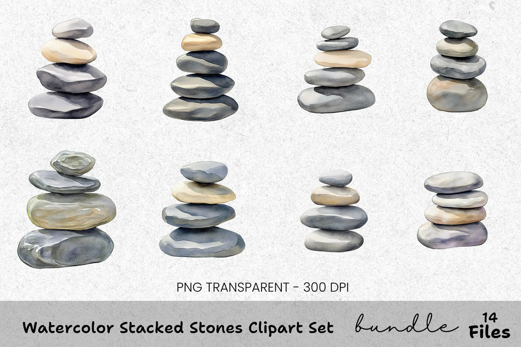 Stacked Stones Clipart Bundle