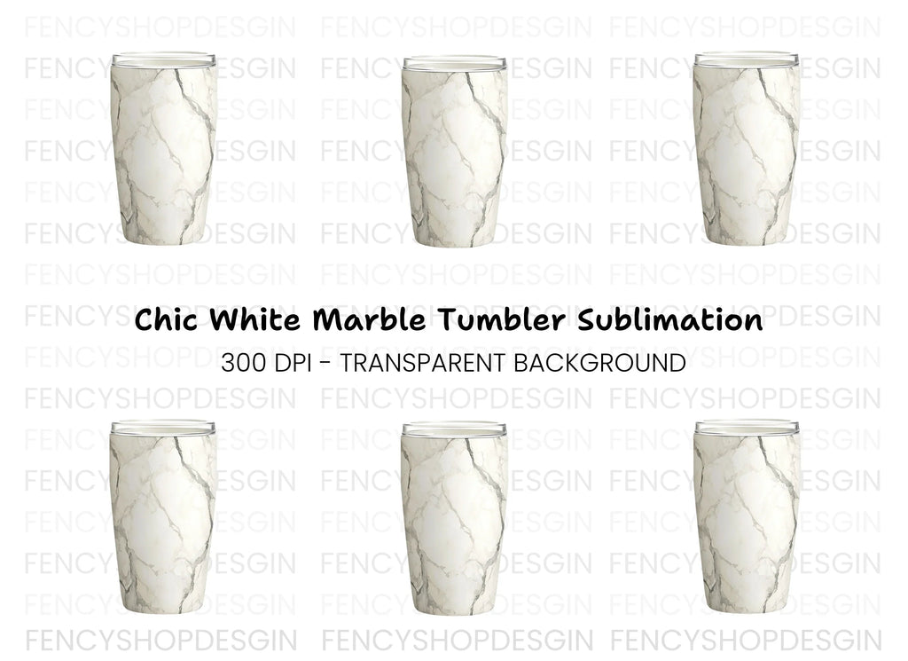Chic White Marble Tumbler Clipart Bundle