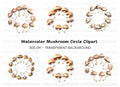Earthy Mushroom Circle Clipart Bundle