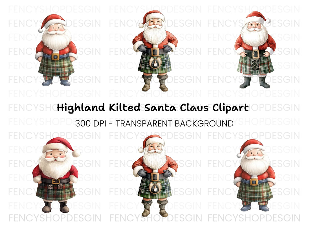 Scottish Santa Claus Clipart Bundle