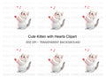 Adorable Kitten Playing With Hearts Clipart Bundle