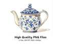 Blue and White Porcelain Teapot Clipart Bundle
