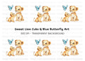 Playful Lion Cubs and Butterfly Clipart Bundle