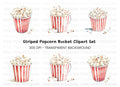 Striped Popcorn Buckets Clipart Bundle