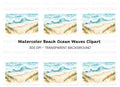 Ocean Beach Waves Clipart Bundle
