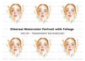 Autumn Flowers Woman Face Clipart Bundle