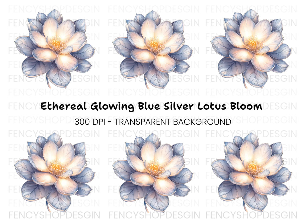 Elegant White Lotus Flower Clipart Bundle