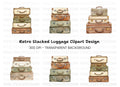 Vintage Suitcase Stacks Clipart Bundle