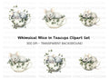 Sleeping Mice in Teacups Clipart Bundle