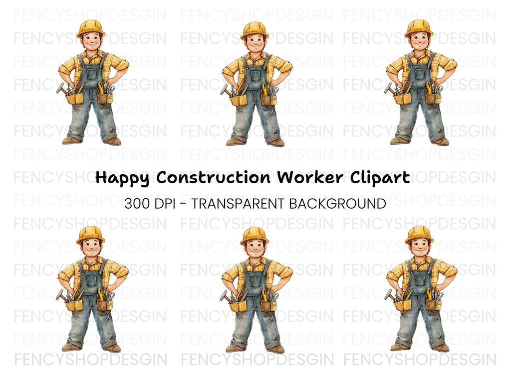 Happy Cartoon Builder Clipart Bundle