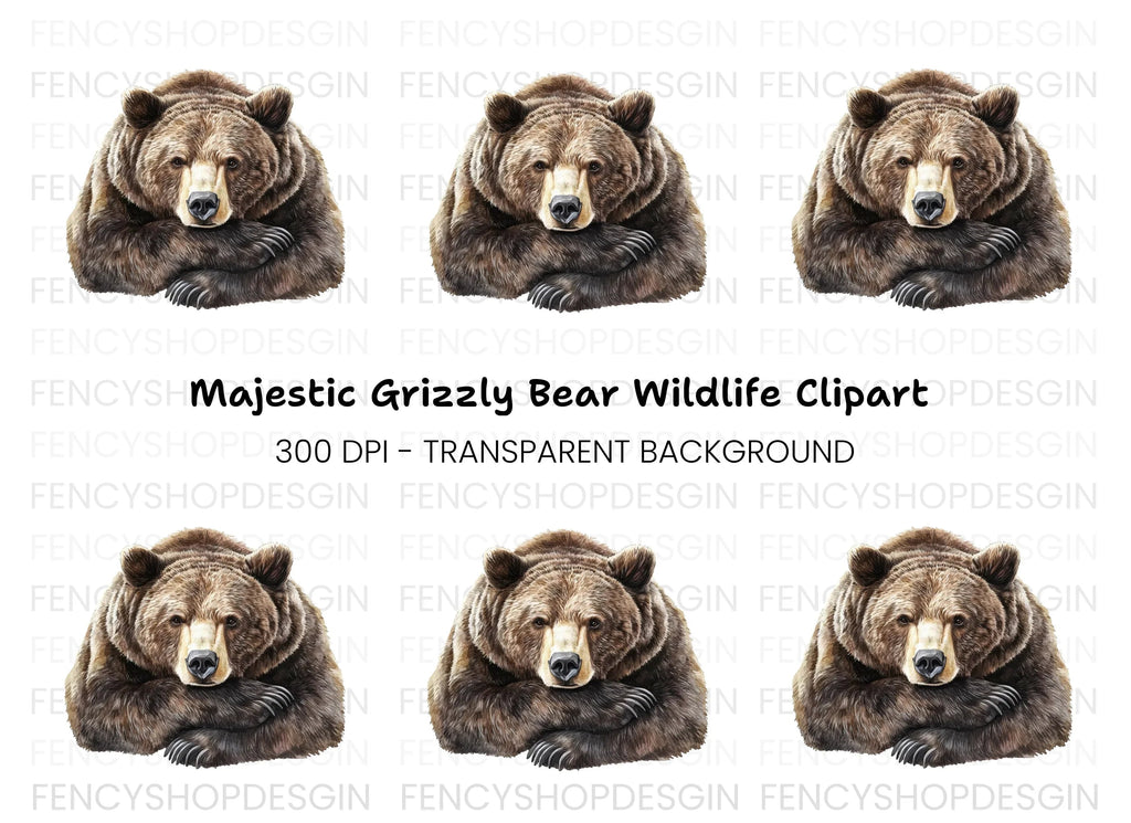 Grizzly Bear Majestic Brown Clipart Bundle