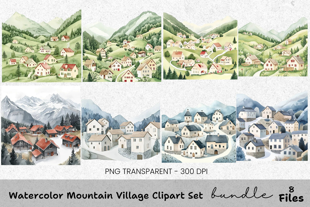 Mountain Village Clipart Bundle