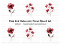 Deep Red Botanical Clipart Bundle