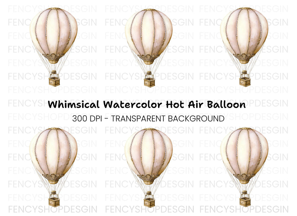 Vintage Hot Air Balloon Clipart Bundle