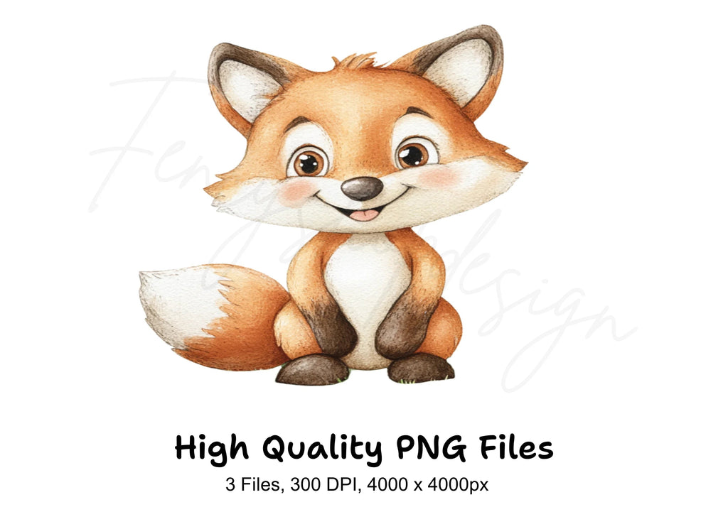 Cute Baby Fox Clipart Bundle