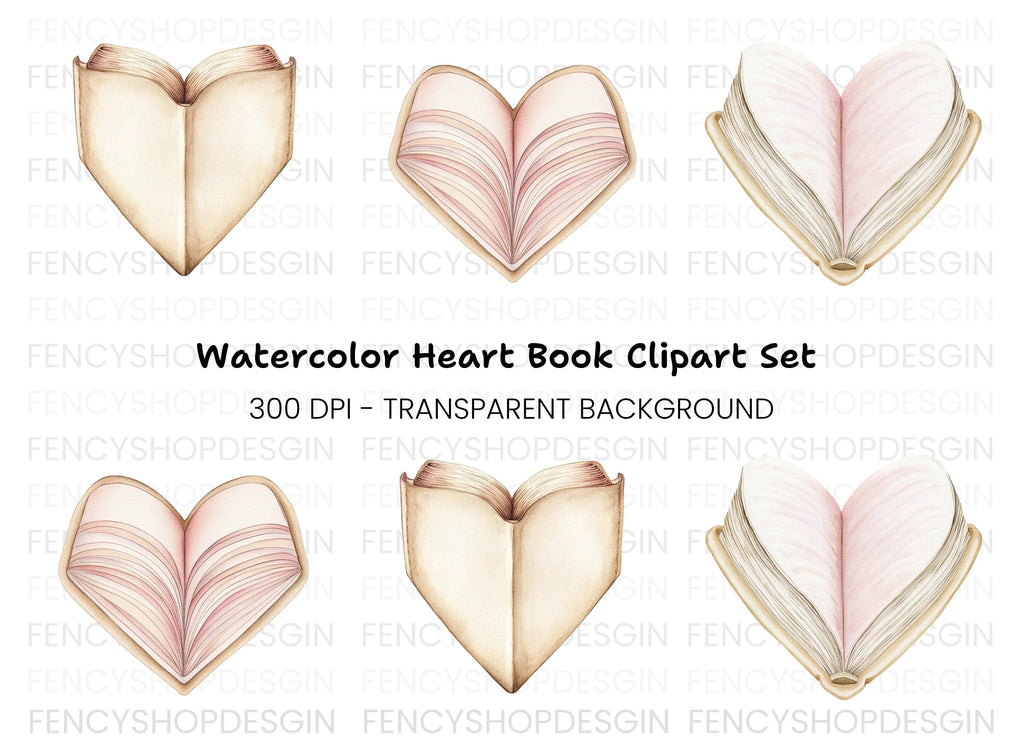 Heart Shaped Book Clipart Bundle