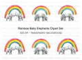 Rainbow Baby Elephant Clipart Bundle