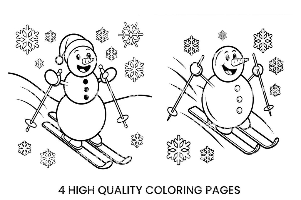 Happy Snowmen Skiing Coloring Books