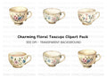Vintage Floral Teacups Clipart Bundle