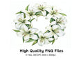 Elegant White Lily Wreaths Clipart Bundle