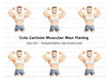 Strong Man Flexing Muscles Clipart Bundle
