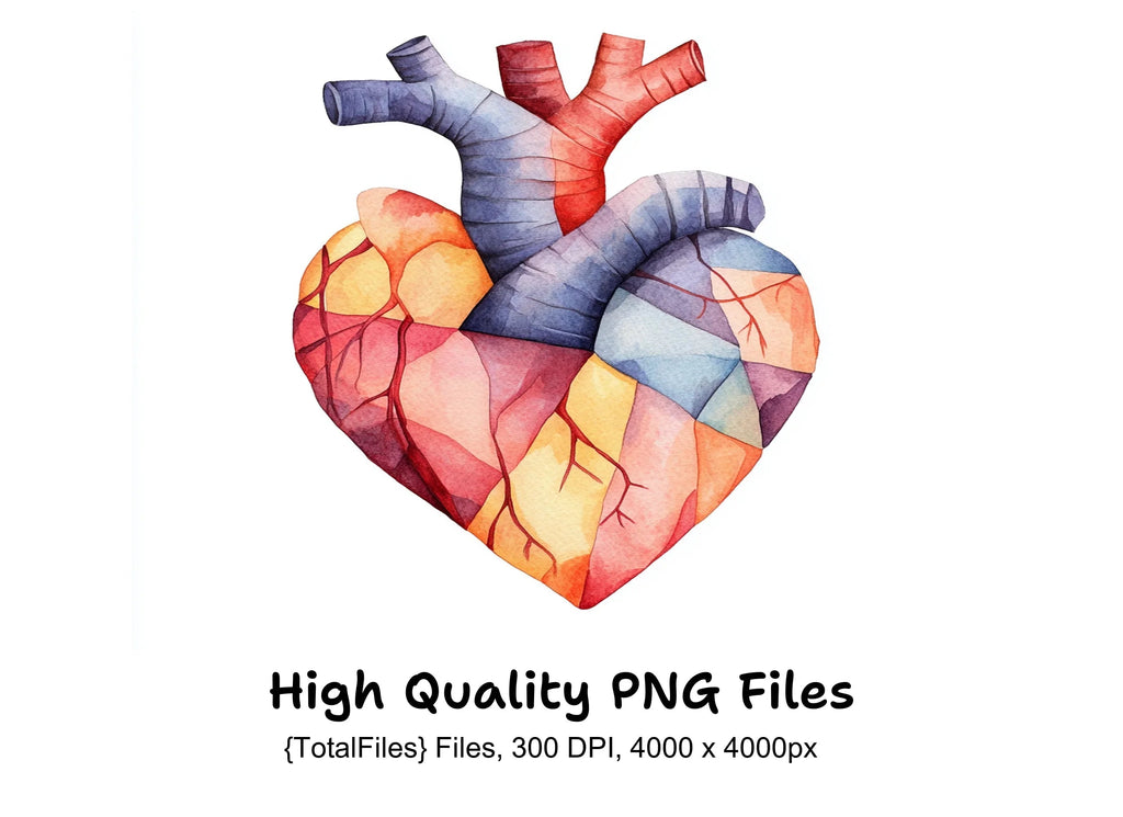 Geometric Human Heart Clipart Bundle