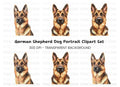 German Shepherd Dog Head Portraits Clipart Bundle