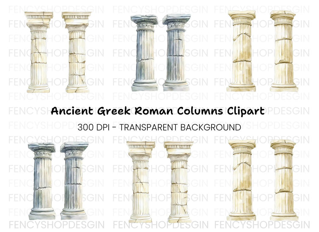 Ancient Roman and Greek Columns Clipart Bundle