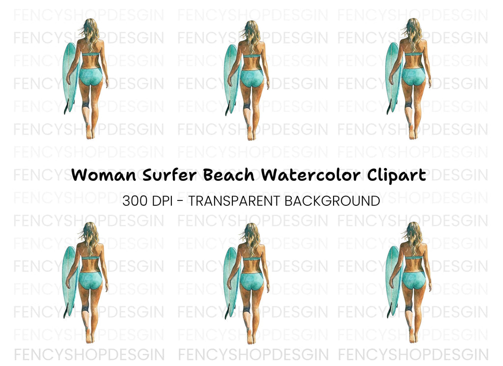 Surfer Girl Beach Vibes Clipart Bundle