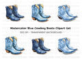 Denim Blue Cowboy Boots Clipart Bundle
