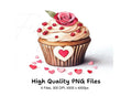 Romantic Rose Cupcake Clipart Bundle
