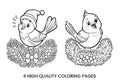 Cute Christmas Birds Coloring Books