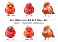 Cute Red Cardinal Bird Clipart Bundle