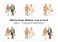Stylish Senior Couples Walking Clipart Bundle