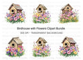 Birdhouse and Flowers Clipart Bundle