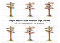 Rustic Wooden Arrow Signpost Clipart Bundle