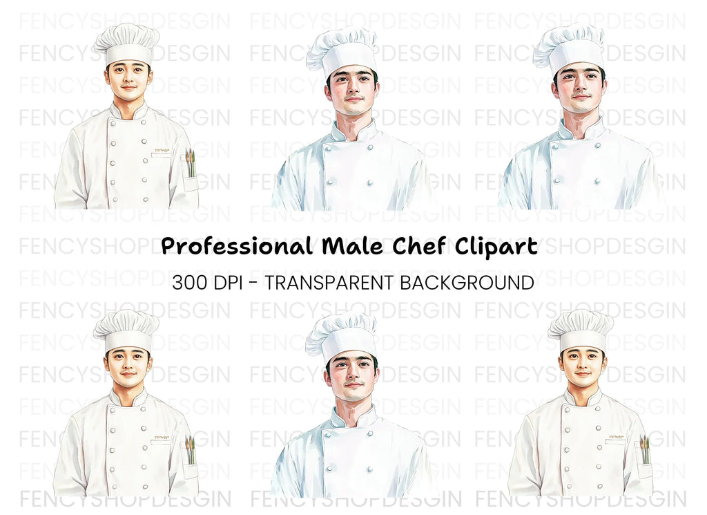 Male Chef Portrait Clipart Bundle